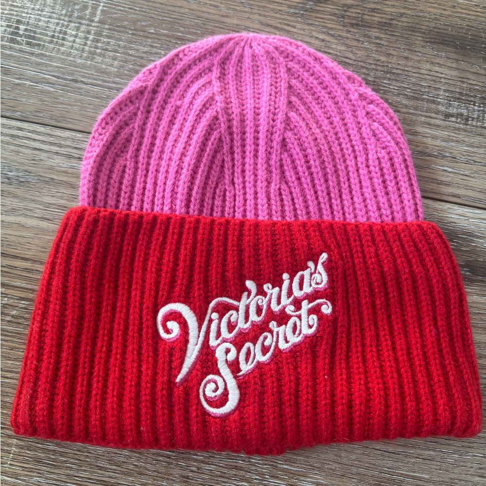 Victoria's Secret Beanie in Pink and Red one size fits most